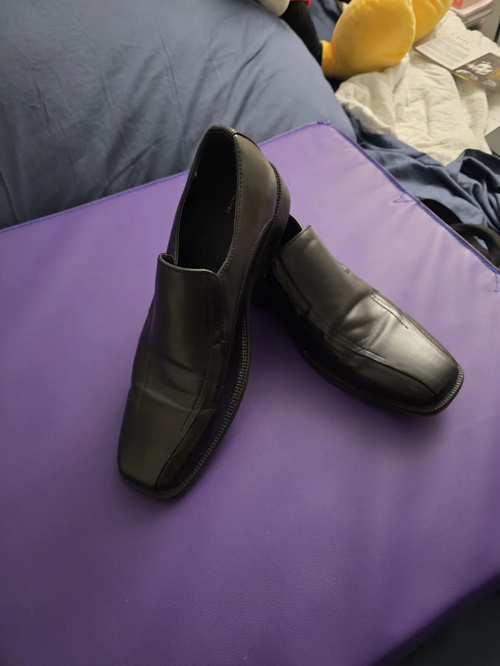 JF J.Ferrar DASH Men's Black Leather Slip-On Loafers